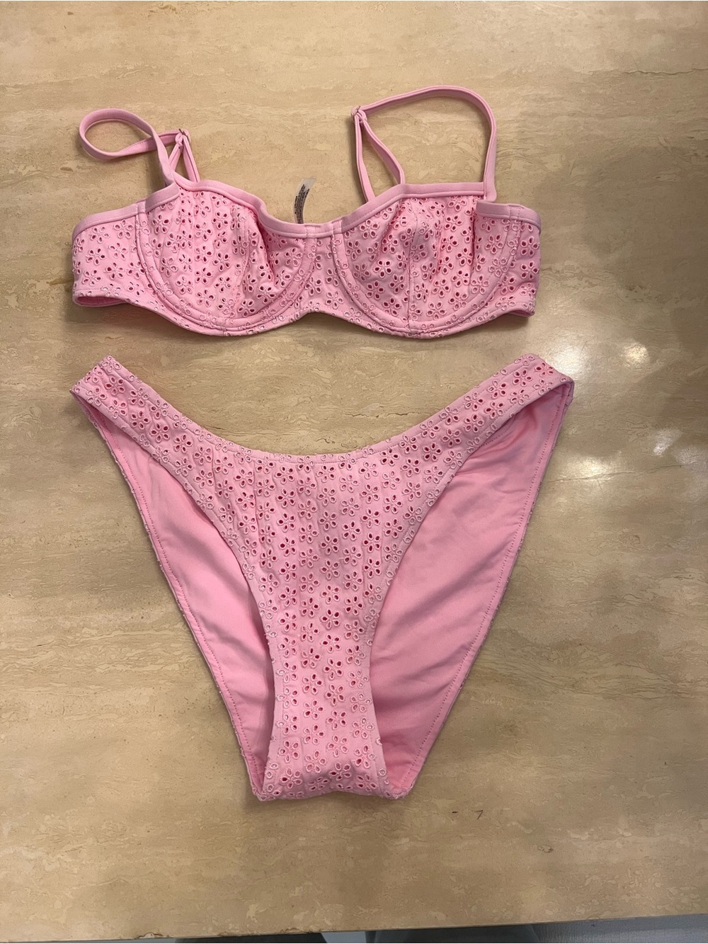 Frankie's Bikinis Pink Eyelet Two-Piece Bikini